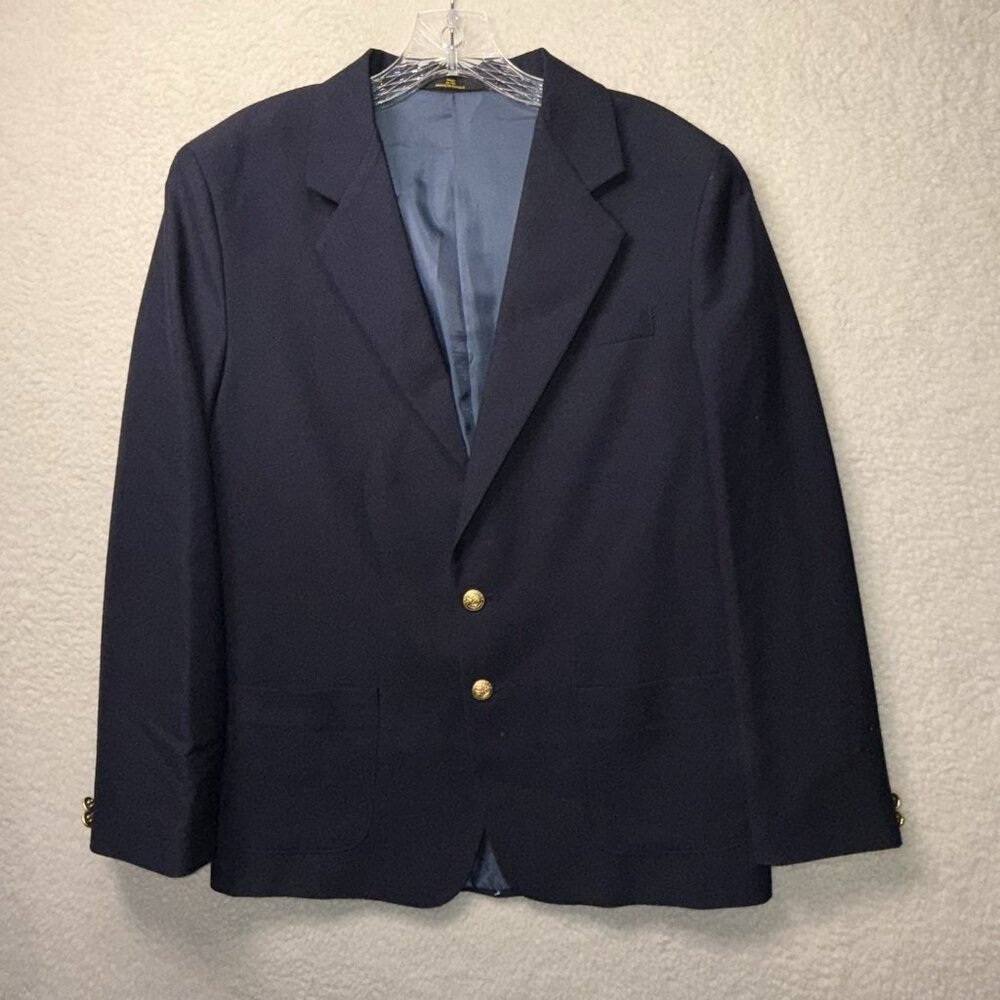 Charter Club Vintage Women's Blazer Jacket Size 16 Navy Wool Blend Preppy Yacht